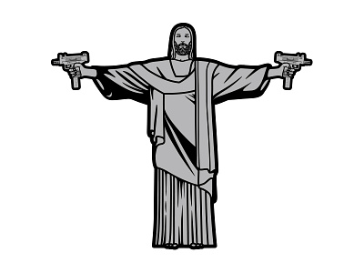 Jesus Piece guns jesus sticker uzi vector