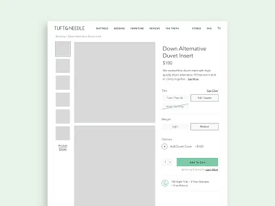 Product Page Wireframe page design product selector ux wireframe
