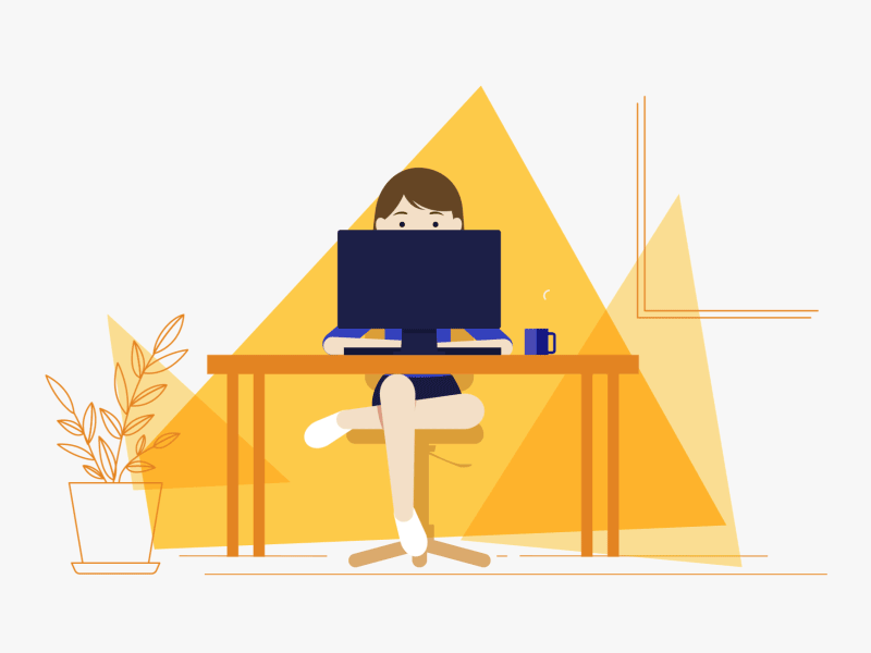 Hi! after effects animation character girl hi motion office work
