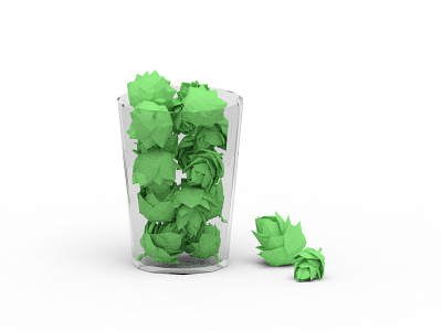 IPA ale beer blender cup glass hops leaves low poly refraction render