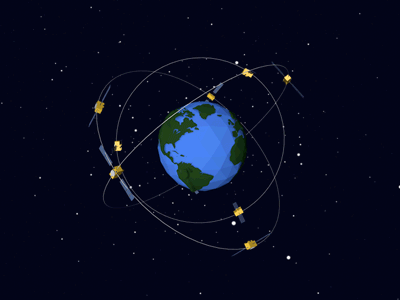 World Lowpoly with Satellites 3d animation cinema 4d earth lowpoly space