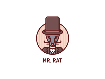 Mr. Rat Logo - Day 12 animal businessman clean hat line logo mascot outline rat shirt suit vintage