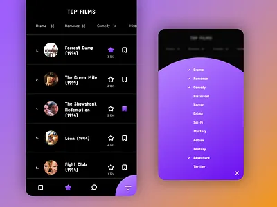 Rating movies (Leaderboard) 019 app dailyui figma