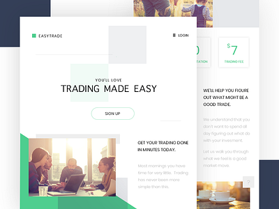 Trading Sites Are Awful 401k clean design green invest landing money simple trading ui ux white