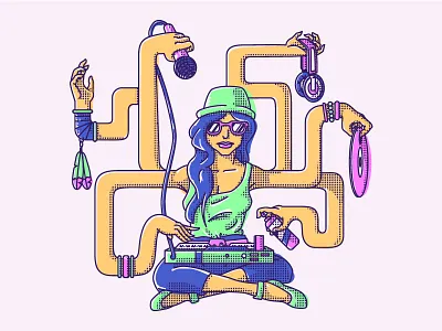 Music Woman arms dj festival hands illustration music music festival sticker sticker game stickermule vector woman