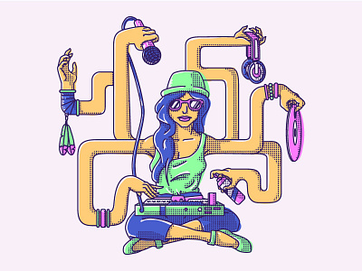 Music Woman arms dj festival hands illustration music music festival sticker sticker game stickermule vector woman