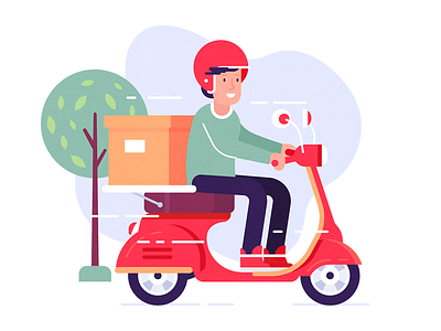 Delivery boy boy character delivery illustration scooter vector