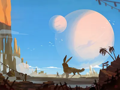 Twin Planets - Personal Piece art concept conceptart digital painting photoshop