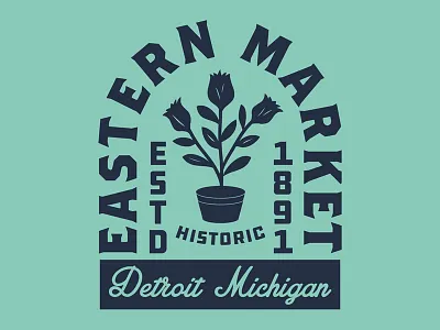 Eastern Market Detroit badge brand branding detroit flowers historic market vintage