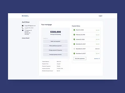 Manzil Mortgage Dashboard dashboard webdesign website