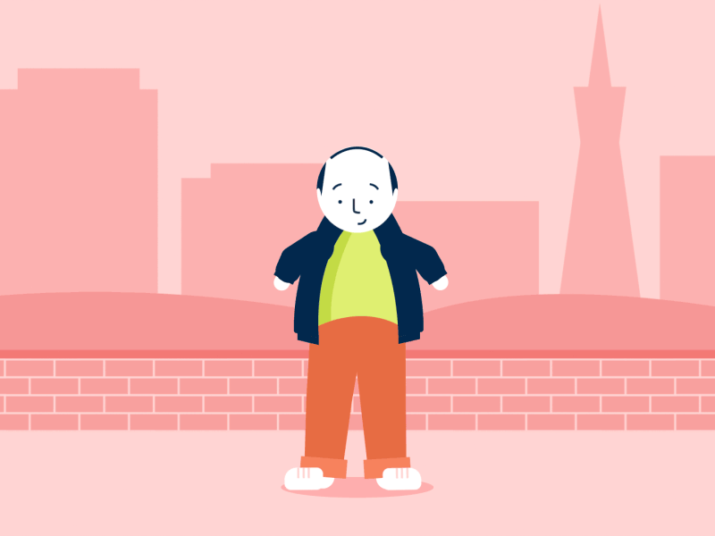 Jumpin' Jack 2d animation asian character city combover gif illustration jumping jacks man motion graphics san francisco transamerica