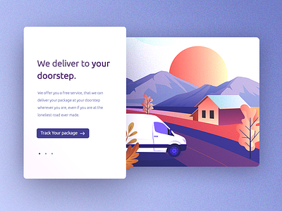 Delivery van app delivery door home house illustration package road slider track ui van