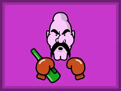 Soda Popinski boxing cartoon character flat nintendo punch out vector video game
