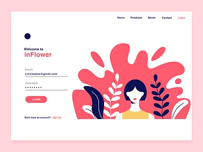 Web login interface flower illustrations interface login ui ux web