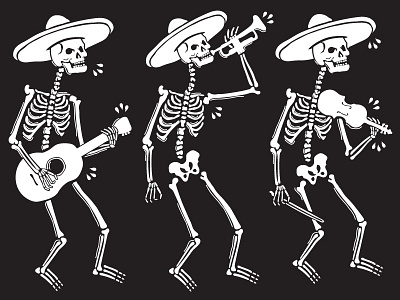 Mariachi band design guitar illustration illustrator music skeleton skull trumpet