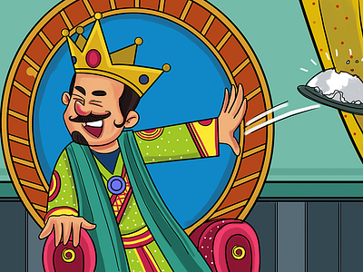 King Is Throwing Plate - Illustration book illustration funny face illustration king story story illustration throwing plate illustration