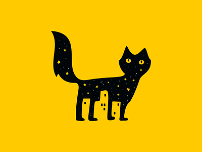 Night Cat City animal brand cat city design empty space logo mark pet sale