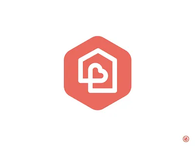 Home Is Where The Heart Is branding home house logo logo design love red simplistic thick lines white lines