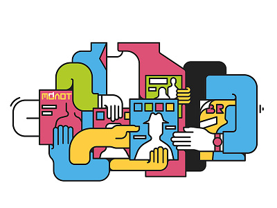 Illustration for online magazine art colore editorial illustration line
