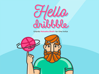 Hello Dribbble! beard character color debut hello illustration man