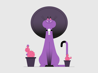 witchy cat cat character design design editorial flat illustration