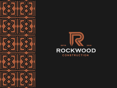ROCKWOOD CONSTRUCTION LOGO brand identity branding construction design graphic design logo logo design logos minimal patterns rock wood