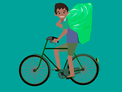 The Cleaning Guy bag bicycle cleaner garbage go green green happy khalisisi slipper smile