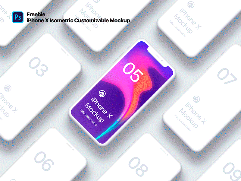iPhone X Clay Isometric 2 Customizable Mockup clay mockup download free free mockup iphone x iphone x isometric iphone x mockup isometric mockup psd
