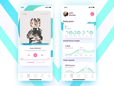 Video App Podcast Mode app app design cards cover ios iphone mobile mobile app design music slieder stats swipe ui ux video