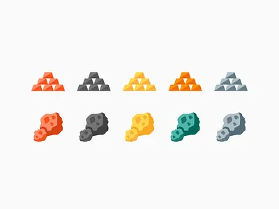 Flat Color Icons: Ingot and Ore color flat graphic design icon icon design icons8 illustrator metal ore stroke ui design vector