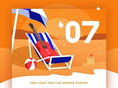 Summer days beach calendar guitar hot july music party relax sand sea summer time