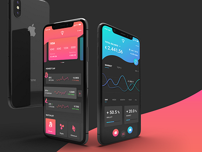 Colorful wallet app blockchain colorful crypto cryptowallet gradient ios iphone wallet