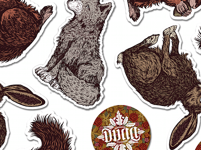 Stickers art design drawing hare illustration ink pen squirrel stickers wolf