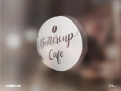 Buttercup Logo on glass branding cafe colour colour swatch design identity logo retro swatch