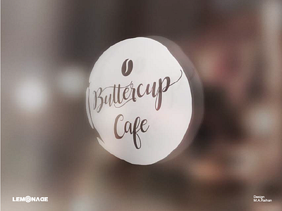 Buttercup Logo on glass branding cafe colour colour swatch design identity logo retro swatch