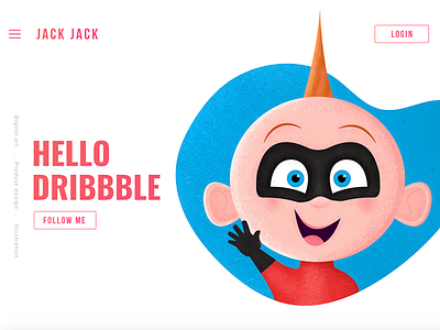 Hello Dribbble By Terence debut digital art first shot illustration incredibles jack jack landing page uiux website design