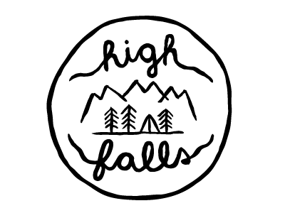 High Falls Band Sticker artbysharonhillman band freehand ink line drawing pentel brush pen philly artist sticker