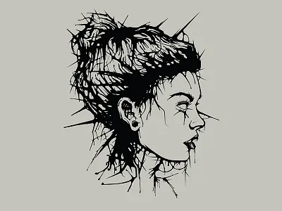 Vector Drip Illustration gauges haunted liquid portrait portrait spike hair spiky hair vector vector portrait