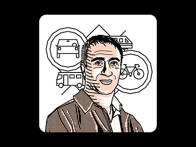 Juan Carlos Franco black columnist halftone illustration lines pink portrait simple veep