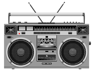 Boombox Illustration 80s boombox cassette rad radio vector