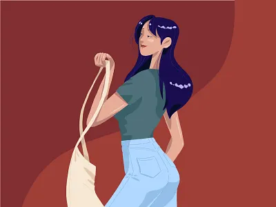 All the fancy girls use eco-bags 👯‍♀️ character digitalillustration illustration ipad painting pro procreate sketch