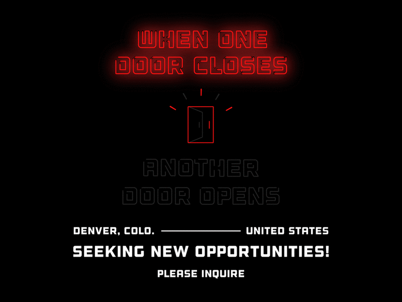Another Door Opens denver design freelance graphic hire inhouse neon sign ui ux