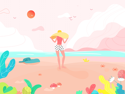 沙滩少女 beach beauty girl hat scenery summer women