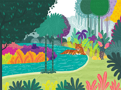 Tiger Sighting animals character design colours forest illustration jungle nature sketching tiger