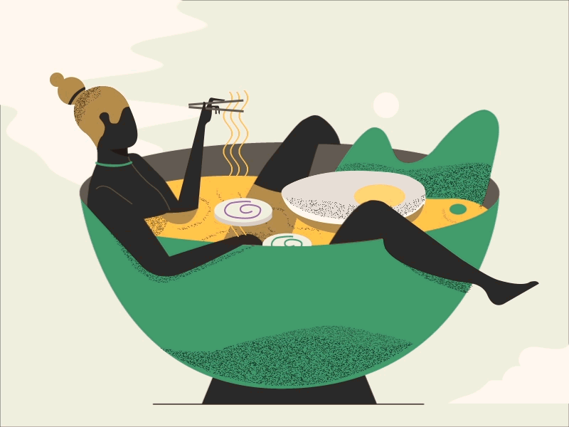 Ramen color girl illustration relax ui