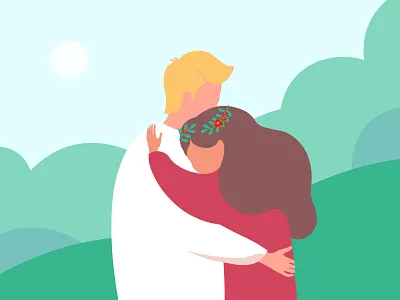 Kupala Night character congratulation couple flat folk girl greeting card illustration love nature postcard summer