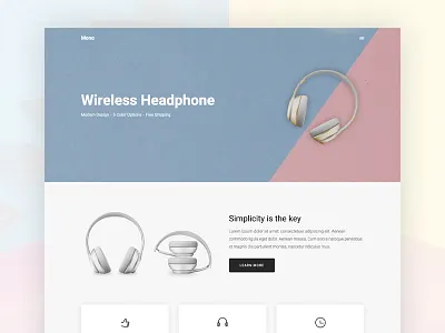 Product Landing Template clean headphone html5 landing material design minimal modern product web design