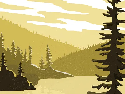 The west coast adventure design illustration landscape nature retro sea sky travel trees vintage water