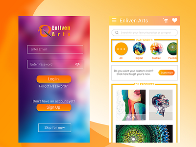 Enliven Arts android app design app design graphics ui ui design ui ux