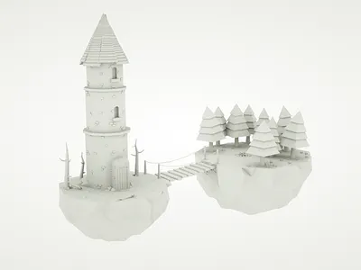 Low poly Wizards tower 3d fantasy low poly videogame wizard